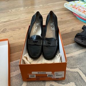 AGL black leather loafer brand new in box